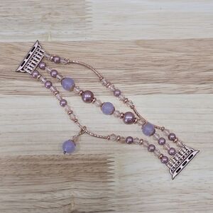 Rose Pink Pearl Purple Beaded Stretch Bracelet Watch Band for Apple 38/40/41mm